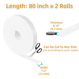 Furnigear Felt Strips with Adhesive Backing Heavy Duty Cuttable Felt Tape Roll Furniture Pads for Chair Legs - Protecting Hardwood Floors, Chair Wall Protector (White, 80 x 0.5 x 0.14 Inch)