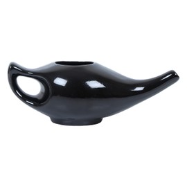 Healthcare Leak Proof Durable Porcelain Ceramic Neti Pot Hold 230 Ml Water Comfortable Grip | Microwave and Dishwasher Safe eco Friendly Natural Treatment for Sinus and Congestion (Black)