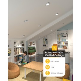 Sunco 6 Pack Adjustable Recessed Lighting LED, Gimbal Lights 6 Inch Directional Eyeball Canless, Selectable CCT 2700K/3000K/4000K/5000K/6000K, Dimmable, 12W, with Junction Box ETL