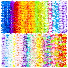 Ruisita - Collar Leis de 36 piezas hawaiano colorido collar de Leis tropical en 36 colores guirnalda hawaiana decoraciones de fiesta para fiesta temática Luau, playa, día festivo, decoraciones de