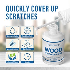 White Paint for Wood, Safe Botanic White Wood Paint, for Deep Cracks & Scratches with Blending Matte Effect, White Cabinet Touch Up Paint, Resist Water & Peel, Fit Both Indoor & Outdoor
