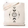 TSIIUO Women's Celestial Sun and Moon Boho Canvas Tote Bag