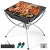 HAPPYGRILL 3-in-1 Foldable Fire Pit With Grill for Outside, Collapsible