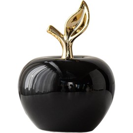 koTTIYA Apples Figurine Ceramic Apples Statue Fruit Ornaments Collectible Fruit Sculpture Artificial Fruit Sculpture for Office Bedroom Home Tabletop Decor - Black