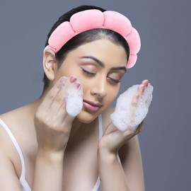 Pink Spa Headband for Washing Face, Sink Care Headband for Women Makeup Headband ，Soft Velour headband (Pink, One size)