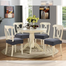 Fuloon Stretch Jacquard Chair Seat Covers, 4 PCS Seat Cushion Covers Washable Chair Slipcover Protector for Bedroom, Kitchen, Hotel, Banquet (Dark Grey, 4)