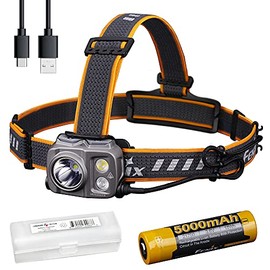 Fenix HP25R v2.0 Headlamp, 1600 Lumen Spotlight, 400 lumens Floodlight and Red Light, USB-C Rechargeable with LumenTac Organizer