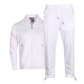 MEN'S CLASSIC OPEN BOTTOM SOLID ACTIVEWEAR JOGGING SPORTSWEAR TRACKSUIT S - 5X (US, Alpha, XX-Large, Regular, Regular, White)
