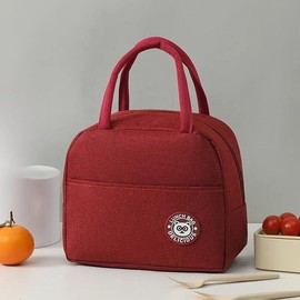 Lunch Bag for Boys Girls, Video Game Portable Lunch Box Waterproof Reusable and Thermal Lunch Tote Cooler School Picnic for Women Men - Color: RED