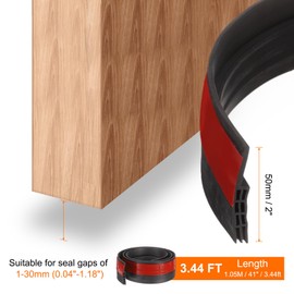 HARFINGTON Door Draft Stopper 41" Under Door Seal Door Bottom Seal Blocker Noise Stopper Strong Adhesive Weather Stripping Strip for Exterior Interior Doors, Black