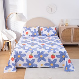 WenBags Lightweight Waterproof Flat Sheet 70*90 Inches Queen Size-Mattress Protector for Bed & Couch, Pet Hair Resistant Cover Ideal for Dogs & Cats, Perfect for Hotels & Hospitals(Multicolor-Flower)