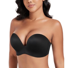 DotVol Strapless Push Up Bra Hand Shape Anti-Slip Padded Wireless Comfortable Lifting for Women(40B,Wing Black)