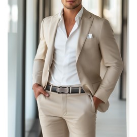 Alphyly Leather Ratchet Dress Belts for Men Silver Buckle Length130cm