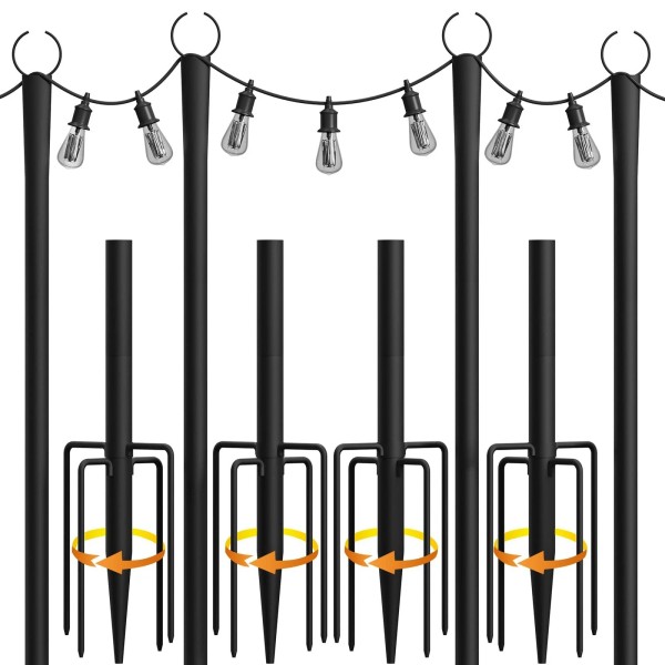 fuzzy-bird 4 Pack String Light Poles, 9Ft Light Poles for