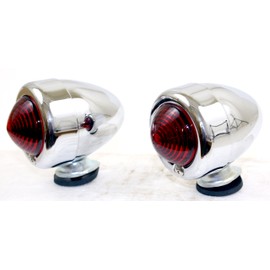 2X Superior Dixie 12V Chrome Bullet Style Red Marker Light Motorcycle 1 1/2" D