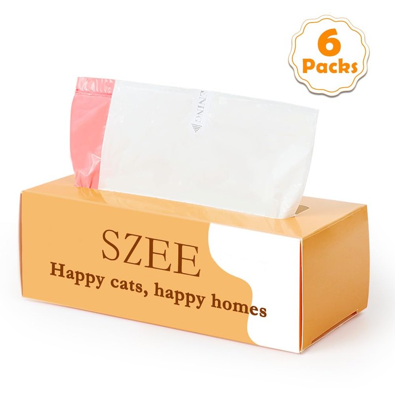 SZEE 120 Pack Automatic Litter Box Waste Bags, Drawstring Litter