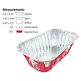 1 lb. Red Holiday Christmas Snowman Aluminum Foil Small Mini Loaf / Bread Baking Pans with Clear Dome Lids (Pack of 12 Sets)