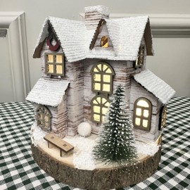 pf+a LED Wooden Snowy House Christmas Decoration - Nordic Christmas Decor