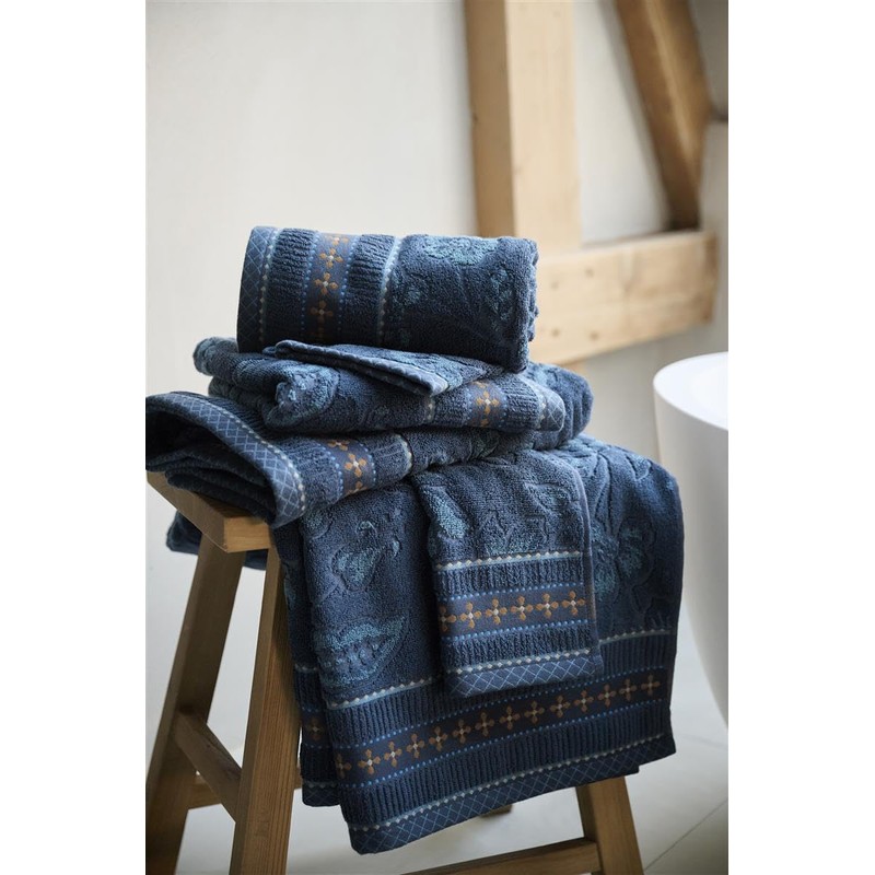 PIP STUDIO Jasmin Jaquard Bath Towel Dark Blue 70 x