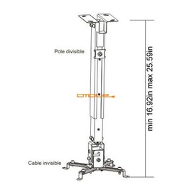 Cmple- Universal Projector Ceiling Mount with Arm Length Upto 12.4"-Silver