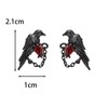 Gothic Black Crow Earrings for Women Red Rhinestone Raven Earring