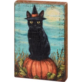Primitives by Kathy Cat Witch Home Décor Sign