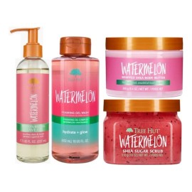 Tree Hut Watermelon Super Kit Intensivo | Exfoliante, Gel, Body Butter y Aceite de Rasurado