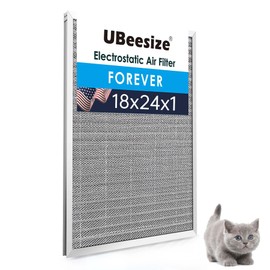 UBeesize 18x24x1 Reusable Electrostatic Air Filter HVAC AC Furnace Filter,MERV 8, Washable, Lasts a Lifetime,Permanent Air Filter,Breathe Fresher,Home And Office(Actual Size:17.44x23.46x0.82 Inch)