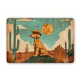 Vintage Poodle in the Desert Metal Tin Sign - Rust-Proof Iron Wall Art for Home, Bar, Cafe & Garage Decor, Easy Install, 12x8 Inches