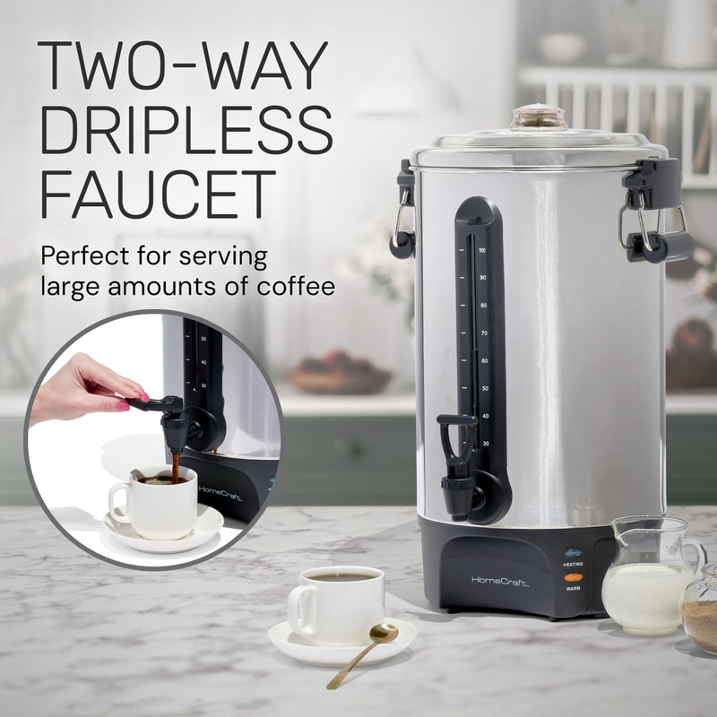 Homecraft 100-Cup Coffee Urn and Hot Beverage Dispenser with Dripless