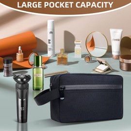 Toiletry Bag for Men, Portable Travel Toiletry Bag with Handle, Waterproof Shaving Bag for Toiletries Accessories, Travel Wash Bag for Shower, Bathroom, Gym, Cosmetics Storage, Black