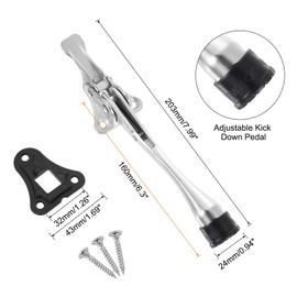 sourcing map 6 Inch Kickdown Door Stopper, One Touch Pedal Heavy Duty Door Stop Holder, Height-Adjustable Rubber Foot, (Silver, 2 Pack)