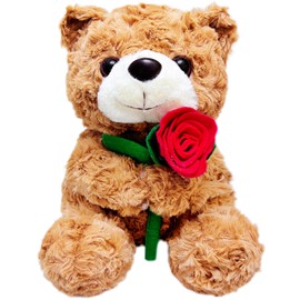 9.84" Brown Teddy Bear Stuffed Animal with Rose, Romantic Teddy Bear Stuffed Animals Plush Toys for Girlfriend, Cute Plush Toys for Kids and Babies, Birthday, Anniversary and Valentines Gifts