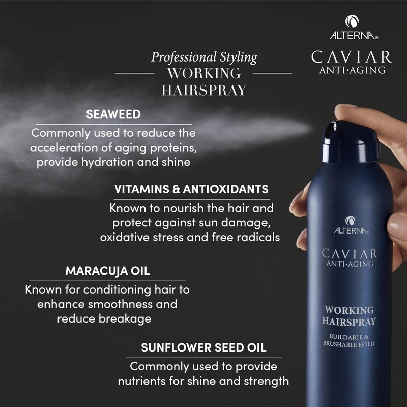 Alterna Caviar Working Hairspray | Buildable, Brushable Hold | Helps