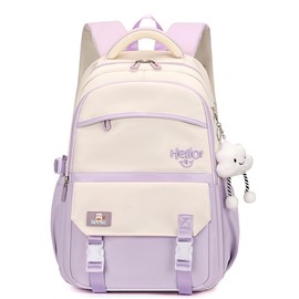 Color-block Backpack for Girls，Middle-School Primary Elementary Bookbags Kids Schoolbag for Teen Girls