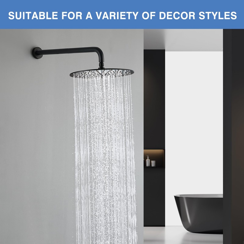 MEDIOMI Solid Metal Large Rain Shower Head, Round High Flow