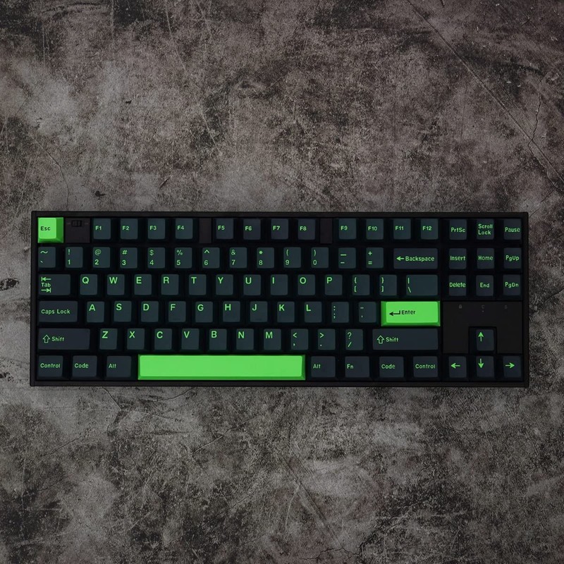 Sumgsn 172 Keys Wave Keycaps Set, Cherry Profile Doubleshot, Green,