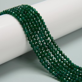 JM Design Emerald Green Dyed Jade Faceted Round Beads Size 2mm 15.5'' Strand for Jewelry Making