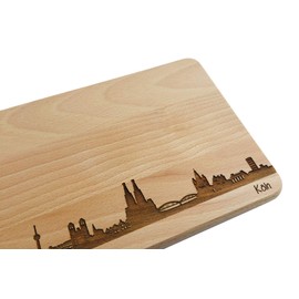 SNEG Brotzeitbrett Köln Skyline | Beech Breakfast Board | Wooden Chopping Board | Gift with Engraving | Breakfast Board | North Rhine-Westphalia (22 x 14 x 1 cm - with Personal Engraving)