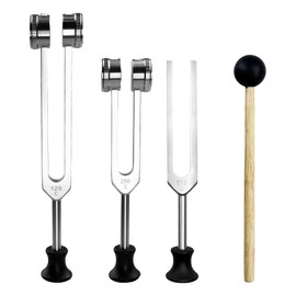 Tuning Forks Set, Aluminum Alloy Body Weighted Tuning Forks with Hammer and Wrench, Chakra Tuning Fork Frequency Healing Devices for Sound Therapy/Yoga/Meditation (128Hz, 256Hz, 512Hz)