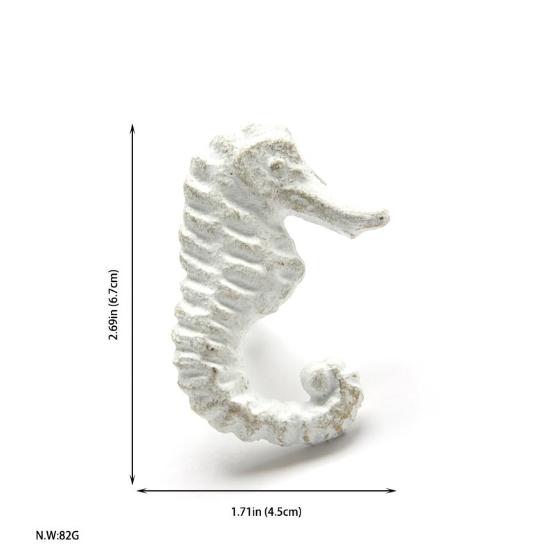 dophee 4PCS/Set Mediterranean White Iron Knobs, Sea Horse, Crab, Shell,