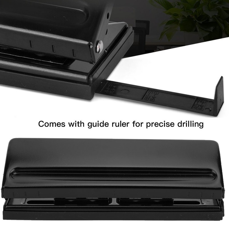 Six Hole Adjustable Punching Machine Paper Puncher Office Supplies Black