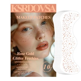 10PCS Glitter Freckles - Rose Gold - Face Glitter Makeup Speckles- Cute Glitter Makeup Accessories for Women - Glow Up Makeup Patches Cosmetic Glitter for Face