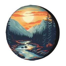 KiuLoam Nature Mountain Sunset Spare Tire Cover Waterproof Dust-Proof Universal Sunscreen Wheel Tire Covers Fit for Trailer, RV, SUV and Many Vehicle 15 Inch