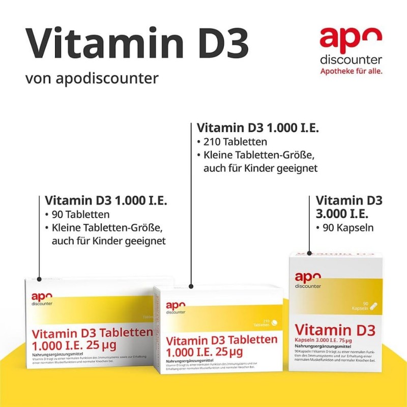 Apodiscounter Vitamin D3 Tablets 1000 IU Pack of 210