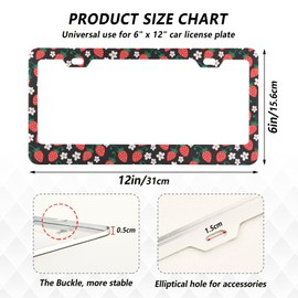 Blueangle 2pcs Strawberry License Plate Frame for Car Decorative Accessories Rustproof License Plate Cover with Screws for US Vehicles 12x6 Inch（188）