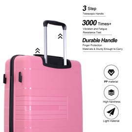 Tripcomp Luggage 3 Piece Sets Suitcase Set with Double Spinner Wheels, Lightweight Carry On Hardside Travel Luggage with TSA Lock, (20/24/28) (Pink)