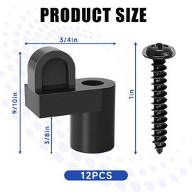 12 Pack 3/8 in Nylon Window Screen Clip with Screws Offset Window Clips for Fastens Winter Window Screens, Storm Windows, Storm Panels, Screen Door Clips with 12 Screws (Black)