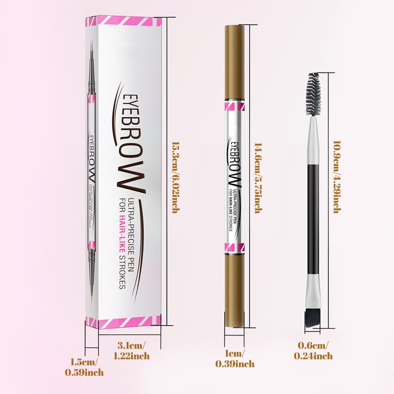 Waterproof Microblading Eyebrow Pen, Dual-End Design with 2-Prong Micro-Fork Tip