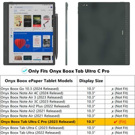 BOZHUORUI Magnetic Case for 10.3" Onyx Boox Tab Ultra C Pro Tablet (2023 Released) - Ultra-Thin Lightweight Book Folio Cover with Auto Sleep/Wake (Pine Green)